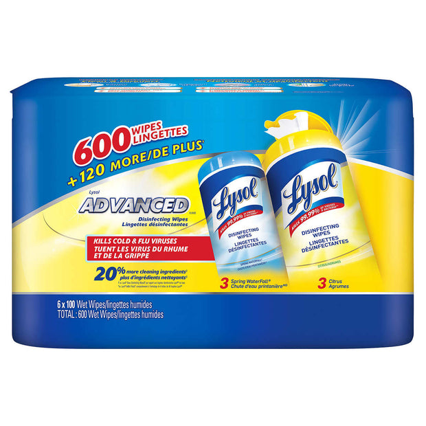 Disinfectant wipes - Lysol - (box of 6 X 100 wipes)